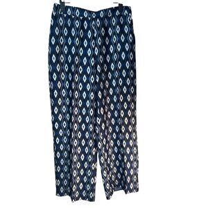 ZARA Small Wide-Leg Pants Ikat Pattern Elastic Waist Polyester